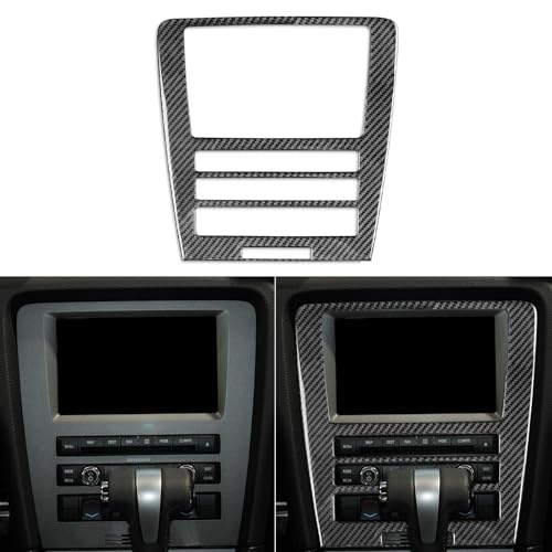 1pc Real Soft Carbon Fiber Car Dashboard Central AC Climate Control Panel with Navigation System Sticker Compatible with Ford Mustang GT 2009-2014 Auto Interior Accessories Black-Type A - color: Gps Screen Panel-a