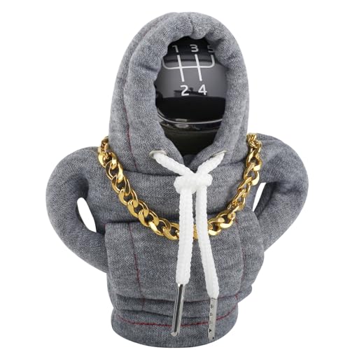 Funny Gear Shift Hoodie Cover, Car Shifter Knob Sweatshirt, Universal Stick Shift Cover for Car Gear Handle - color: Grey