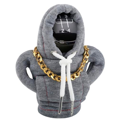 Funny Gear Shift Hoodie Cover, Car Shifter Knob Sweatshirt, Universal Stick Shift Cover for Car Gear Handle - color: Grey