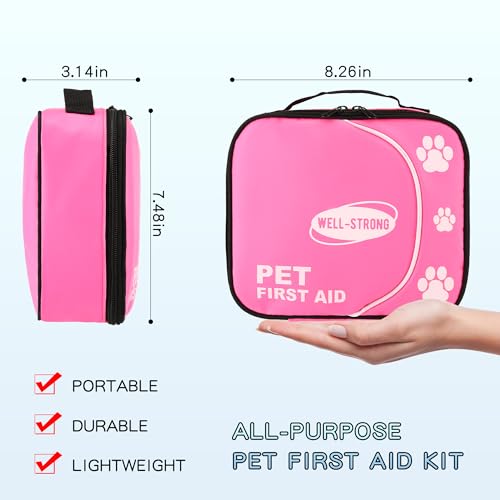 Pet First Aid Kit - Vet-Approved Survival Essentials for Dogs & Cats | Immediate Care Emergency Supplies with Trauma Pad, Tweezers & Bandages | Compact Travel Kit for Home, Camping, Car