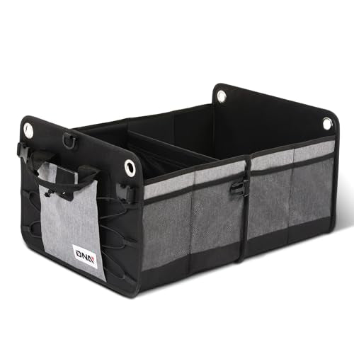 DNA Motoring Trunk Organizer for Car, 70L Large Capacity Foldable Trunk Organizer, Multi Compartment Car Trunk Organizer for Women Men, Grey, TOOLS-00420 - style: 2 Compartments 4 Pockets