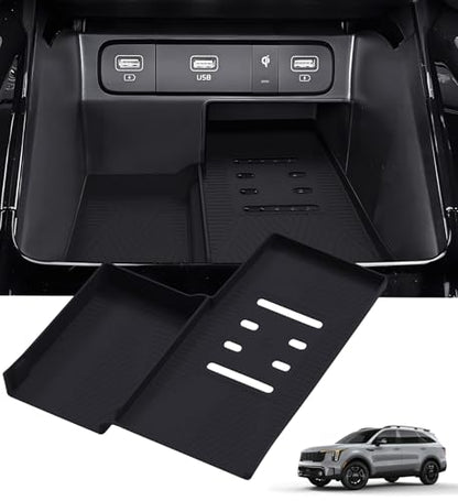 Wireless Charging Protective Mat for KIA Sorento 2026 2025 2024 2023 2022 2021, Center Console Interior Accessories Silicone Anti-Slip Wireless Charger Cover Pad for 2021-2026 Sorento, Black - style: Fits for KIA Sorento 2021-2026