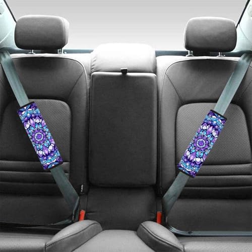 Universal Car Seat Belt Pads Cover,Purpe Mandala Seat Belt Shoulder Strap Covers Harness Pad for Car/Bag,Soft Comfort Helps Protect You Neck and Shoulder from The Seat Belt Rubbing(2 Pack) - color: Purple Mandala