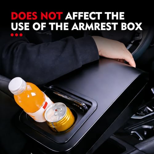 Car Middle Center Console Cover with Cup Holder, Leather Car Armrest Cover, Multi-functional Armrest Storage Pad, Universal for Most Vehicles (Black) - color: Black