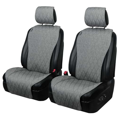2pcs Sideless Car Seat Covers for All Seasons - Breathable Front Seats Cushions Non-Slip Bottom with Headrest Protectors - Universal Carseat Cover Fits for Most Vehicles Cars Van SUV Truck Grey - color: Front Grey