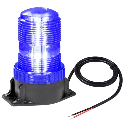 WOWTOU Rooftop Magnetic LED Blue Strobe Lights for Volunteer Firefighter Vehicles Police Cars POV Trucks Forklift, 12V 24V Safety Warning Flasher Emergency Flashing Beacon - color: Blue
