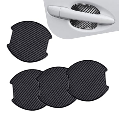 4 PCS Car Door Handle Cup Scratch Protectors, TPU 3D Carbon Fiber Guard Film, Anti-scratch Waterproof Paint Protection Cover, Self-adhesive Exterior Trim for Most Cars (Carbon Fiber Black)