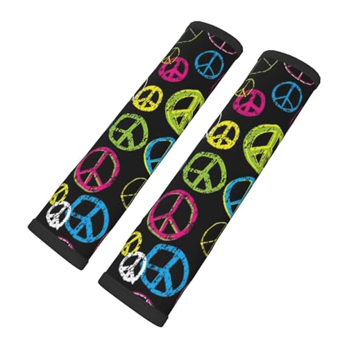 2 Pack Seat Belt Covers with Fun Cute Peace Sign Pattern, Soft Comfortable Seat Belt Pads for Adults Universal Car, Seat Belt Shoulder Pad for A More Comfortable Driving - color: Fun Cute Peace Sign
