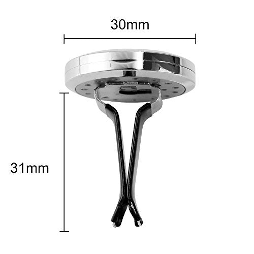RoyAroma Car Air Freshener, 2PCS 30mm Car Aromatherapy Essential Oil Diffuser Stainless Steel Cars Diffuser with Vent Clip 12 Felt Pads - color: Silver a