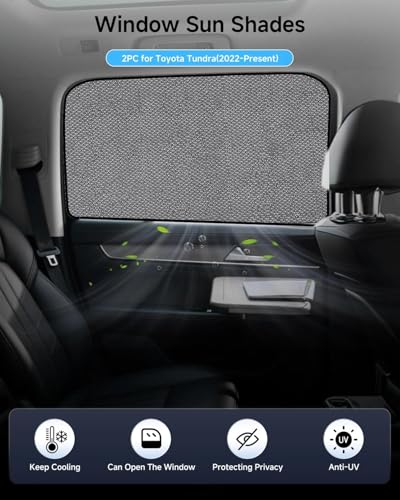 Car Window Shade for Toyota Tundra 2022-Present,2 Pack UV & Glare Protection, Breathable Privacy Screen, Insect & Bug Blocker Magnetic Mesh Side Rear Sun Shades for Baby Camping, Napping & Travel - size: 2PC for Toyota Tundra(2022-Present)