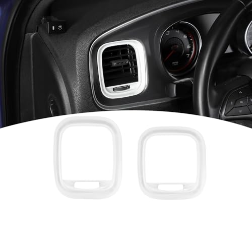 for Charger Dashboard Side Air Vent Cover Trim Fit for Dodge Charger 2015-2023 White Interior Accessories 2pcs - color: White
