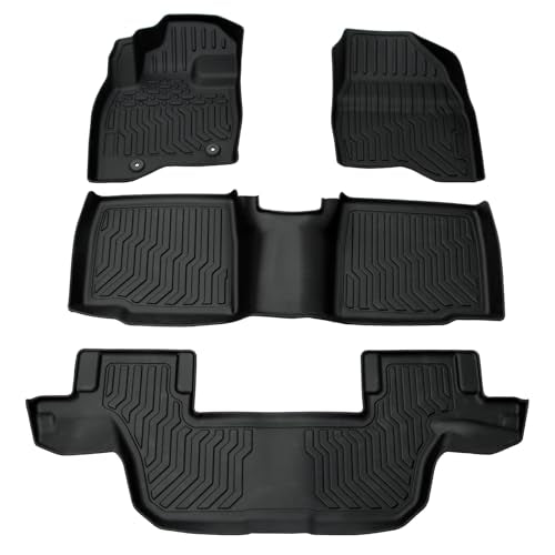 3 Row All Weather Floor Mats Compatible with 2015-2019 Ford Explorer 7 Seats Bench Seating(No Fit Bucket Seating), Black 3D Car Mats Full Set TPE Rubber Non-Slip Interior Accessories - color: 2015-2019 Explorer