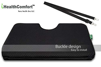 IHEALTHCOMFORT(19.7×17.7inches Extra Large Sciatica Seat Cushion for Office Chair,Oversized Car and Truck Seat Cushion,U-Cut Long Sitting Pain Relief Chair Pad - size: 19.7x17.7