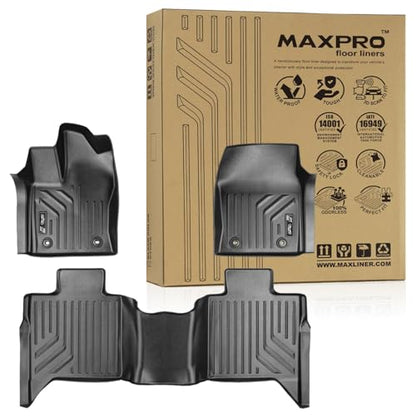 Premium MAXPRO All Weather Floor Mats for Toyota Tundra 2022-2026 CrewMax & Double Cab | Custom Fit TPE Floor Liners 1st & 2nd Row Full Set | Waterproof Heavy Duty Car Mats Automotive Accessories - size: 2022-2026 Tundra 1st & 2nd Row