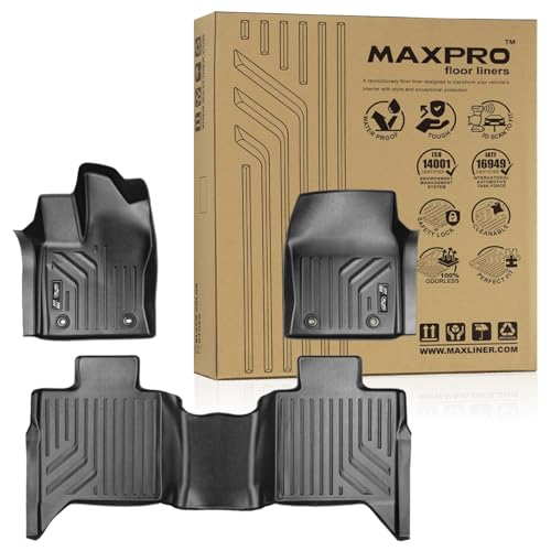 Premium MAXPRO All Weather Floor Mats for Toyota Tundra 2022-2026 CrewMax & Double Cab | Custom Fit TPE Floor Liners 1st & 2nd Row Full Set | Waterproof Heavy Duty Car Mats Automotive Accessories - size: 2022-2026 Tundra 1st & 2nd Row