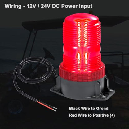 WOWTOU Roof Top Magnetic LED Red Strobe Beacon for Volunteer Firefighter Vehicles Police Cars Fire Trucks Forklift POV, 12V 24V Safety Warning Flasher Emergency Flashing Lights - color: Red