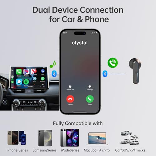 Car Seat Gap Filler Organizer with 69W Retractable Car Charger & Bluetooth Earpiece for Driving Calls, Car Accessories with Trucker Headset, Fits Sedans, SUVs, Pickup Trucks & Crossovers