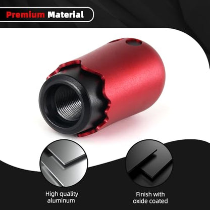 Ghost Shift Knob, Aluminum Weighted Automotive Gear Shift Manual knobs Lever with 3 Threaded Adapters M8 M10 M12 x 1.25, Universal for Vehicle Funny Cool Spooky Car Accessories (Red) - color: Red