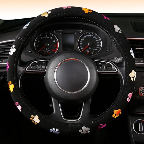 Cute Steering Wheel Covers Stitched Paws Claws,Universal fit Most Sedan SUV - color: paw