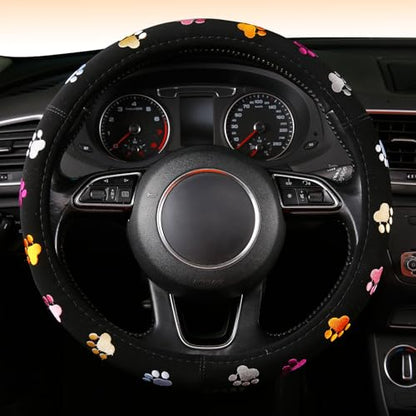 Cute Steering Wheel Covers Stitched Paws Claws,Universal fit Most Sedan SUV - color: paw