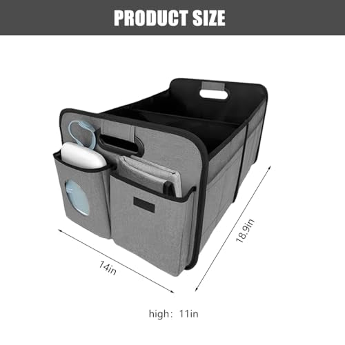Car Trunk Organizer, Foldable Multi Compartments Vehicle Storage Bin with Pad, Waterproof Sturdy Automotive Cargo Trunk Storage Accessories, Universal for SUV RV Truck