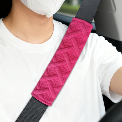 2PCS Car Seat Belt Covers, Plush Seat Belt Shoulder Pads, Seat Belt Shoulder Guard, Shoulder Strap Neck Cushion Protector, Universal Car Comfortable Accessories for Car SUV Truck (Rose Red) - color: Rose Red