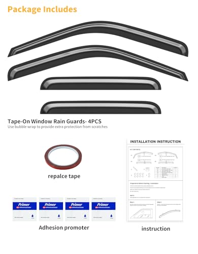 Outside-Mount Window Rain Guards Fit for Ford F250/F350/F450/F550 1999-2016 CrewCab, Extra Durable Window Visors Wind Deflector Dark Smoke Vent Shades Car Tape-on with Thicker 4PCS - size: Fit for 1999-2016 Ford F250/F350/F450/F550