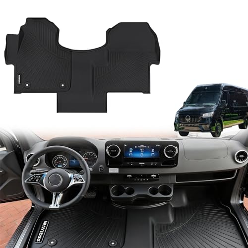 Floor Mats Fits 2019-2025 2026 Mercedes Benz Sprinter 1500/2500/3500/4500（Only Fit Cargo Van/Cab Chassis） TPE All Weather Protection Car Front Row Mats, Black mat Accessories for Sprinter - size: For 2019-2026 Benz Sprinter Front mat