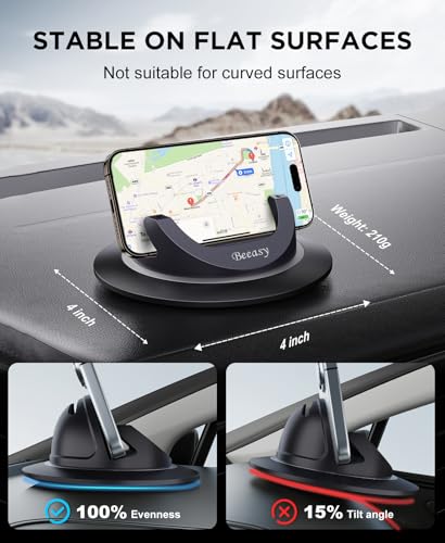 Beeasy Dashboard Cell Phone Holder for Your Car, Car Phone Holder with 360°Rotatable Silicone Non-Slip, Universal Car Phone Mount for iPhone 17/16/15/14,Samsung, Google Pixel, All Smartphones and GPS