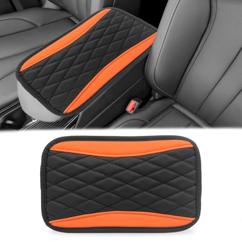 Car Center Console Cover, Universal Leather Waterproof Armrest Seat Box Cover Protector, Comfortable Car Decor Accessories Fit for Most Cars, Vehicles, SUVs-Orange - color: orange