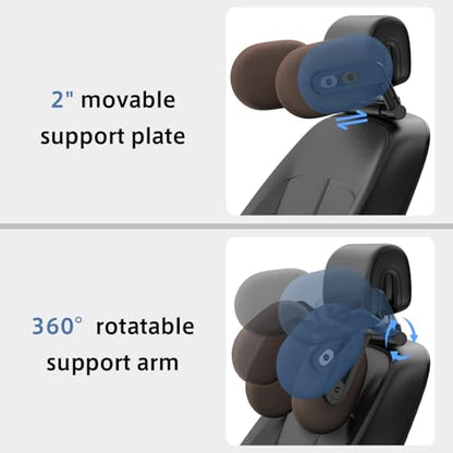 Car Headrest Pillow, 4-Way Adjustable Car Headrest,Thickened Memory Foam Road Pal Headrest, Neck Support Pillow, U- Shaped Design, Travel Car Sleeping,Suitable for Kids and Adults(Brown) - color: Brown