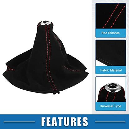 Car Shift Boot Cover Universal Gear Shift Knob Boot Dust Cover Suede Black with Red Line - color: Red