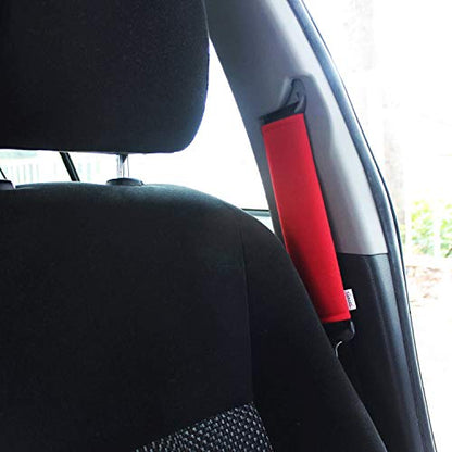 GAMPRO 2-Pack Universal Car Seat Belt Shoulder Pad Cover - Soft &Breathable Strap Cover for Adults and Kids (2Red) - color: Red