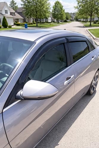 2021-2026 Tape-on Rain Guards for Hyundai Elantra Side Window Deflector Visors SE SEL Sport N Line Limited Hybrid Durable Tinted Vent Shade 2022 2023 2024 2025 - size: For Hyundai Elantra 2021-2026