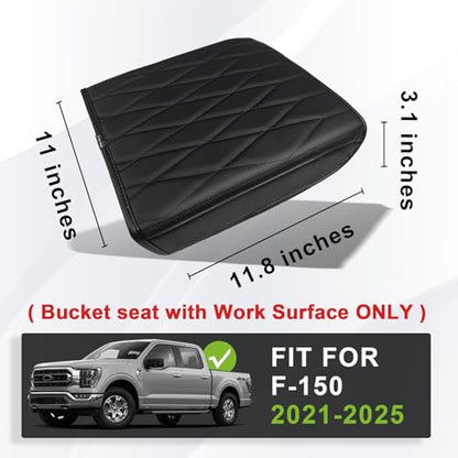 Muslogy Center Console Armrest Cover Fit for Ford F-150 F150 2021-2025 2026 Accessories, Comfort Armrest Pad Console Lid Cushion Vegan Leather Regular Thick(WorkSurface ONLY) - size: 2) 21-25 |F150| WorkSurface, Regular