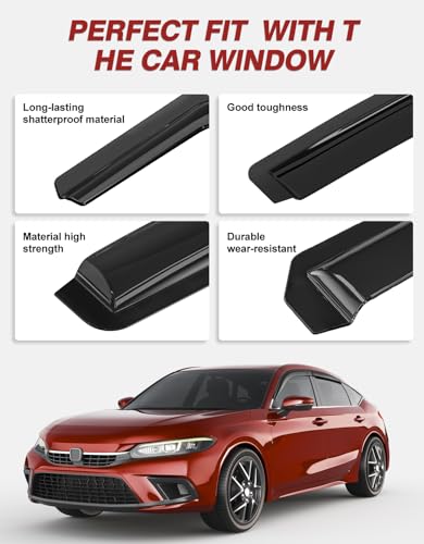 Out-Channel Window Rain Guards Fit for Honda Civic Hatchback 2022-2026,Extra Durable Window Visors Wind Deflector Dark Smoke Vent Shades Car Tape-on with Thicker 4PCS - size: Fit for 2022-2026 Honda Civic Hatchback