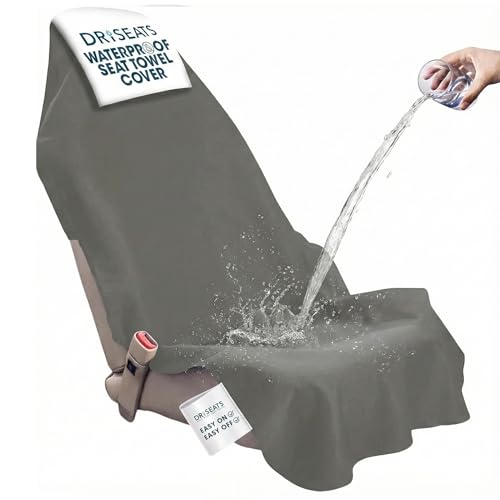 Dri Seats Waterproof Car Seat Cover – Premium Sweat Towel with Slip Resistant Backing for Front Seats in Cars, Trucks, SUVs – Universal Seat Covers & Liner, Easy Install (Gray, Extra Large) - color: Gray, size: Extra Large