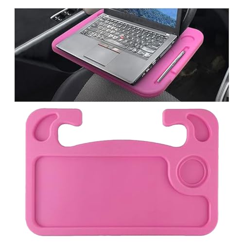 GLSOWEE Car Steering Wheel Tray, Computer Office Car Table Tray, Auto Steering Wheel Desk for Eating, Multipurpose Car Desk Travel Accessories for Most Vehicles Steering Wheel (Pink) - color: Pink