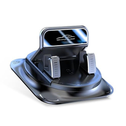 Car Dashboard Phone Holder, Rotatable One-Hand Operation Bracket, Anti-Slip Waterproof Navigation Mount with Strong Suction, Wider Silicone Base for Most Size Phones (Black)