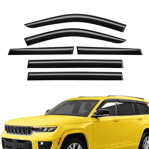 Extra Durable Window Deflectors Tape-On Window Visors Rain Guards Fit for Jeep Grand Cherokee L 2021-2026, Sun Visors, Wind Vent for Shades, Exterior Car Accessories - 6pcs. AG0184 - color: For Jeep Grand Cherokee L 21-26