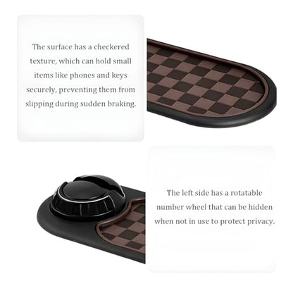 Car Dash Anti-Slip Pad, 3-in-1 Rotatable Dash Non-Slip Mat with Phone Holder & Temporary Parking Number, Multifunctional Dashboard Grip Mat for Key Gadgets, Universal Fit (Brown/Black) - color: Brown/Black