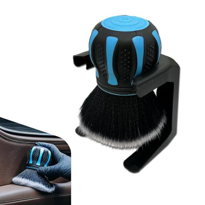 Car Detailing Brush, Interior Brush Accessories, Soft Bristles Beauty Tools with Storage Rack, Universal for Most Cars (Blue)