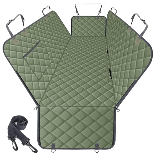 NECKORY Waterproof Dog Car Seat Cover for Back Seat - Durable, Scratch Proof Pet Hammock with Nonslip Design & Storage Pockets, Fits Cars, SUVs, Trucks- S, Green - color: Green, size: Small,Standard