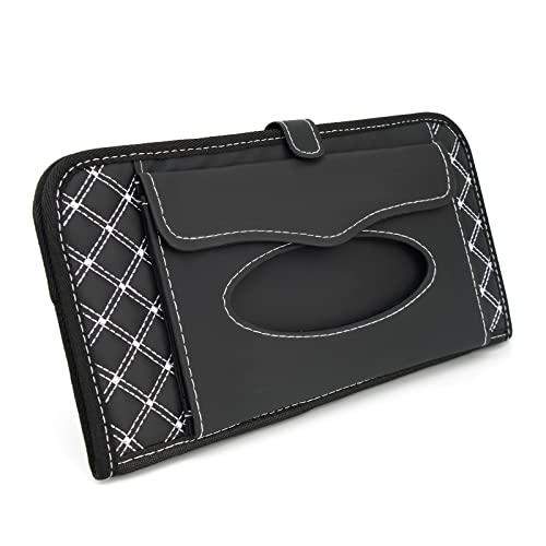 Car CD Holder Storage Case, Car Truck SUV Visor Organizer with Free Napkins, Personal Belonging and Registration, Document, Ticket Storage Pouch and 14 Pocket CD
