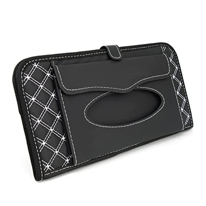 Car CD Holder Storage Case, Car Truck SUV Visor Organizer with Free Napkins, Personal Belonging and Registration, Document, Ticket Storage Pouch and 14 Pocket CD