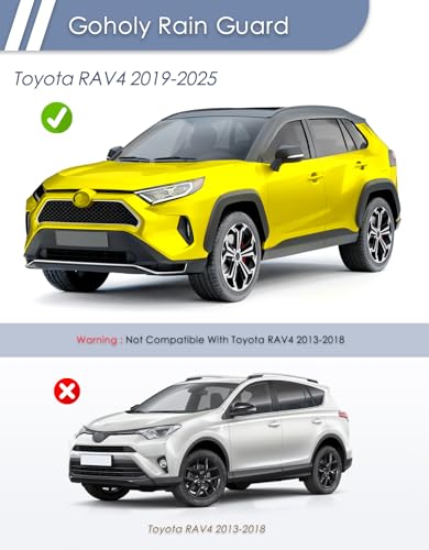 6-pcs Window Rain Guard for Toyota RAV4 2019-2025 RAV 4 Low-Profile Rain Guards Side Window Visors Low Profile Vent Visor Window Deflectors Tape-On Vent Shades Car Accessories - size: 2019-2025 Toyota RAV4