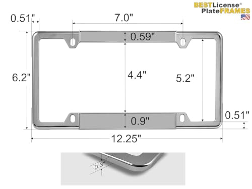[Officially Licensed US Marine Corps Product] - Veteran USMC with EGA Emblem - Domed Custom-Made Personalized Thin Top 4-Hole Metal Car License Plate Frame with Free caps - Chrome Frame (Qty: 1) - color: Chrome - Style 2