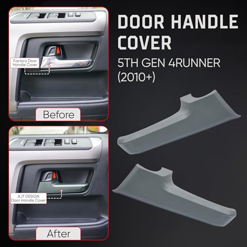 AJT DESIGN Door Handle Covers Compatible with Toyota 4Runner 2010+ (5th Gen) | 5th gen 4runner Chrome Delete | ABS Plastic Front & Back Interior Car Door Handle Cover| Made in USA | Lunar Rock - color: Lunar Rock