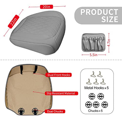 2 Pack PU Leather Front Car Seat Cover Bottom Car Seat, Anti-Slip and Full Wrap Driver Car Seat Protectors with Storage Pocket, Luxury Waterproof Bottom Auto Seat Cushion Pad for Most Vehicles(Gray) - color: gray-2pcs