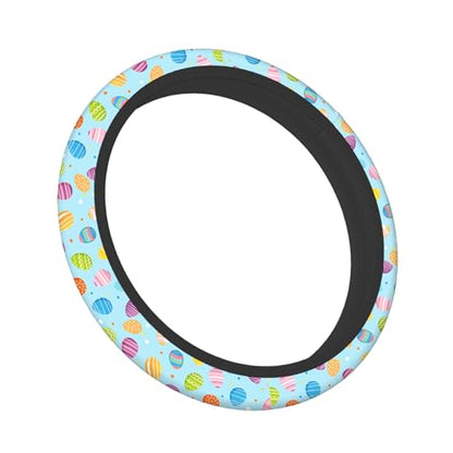 Swono Easter Eggs Steering Wheel Cover, Colorful Easter Eggs Breathable Auto Car Steering Wheel Cushion Case for Men Universal 15 Inch Steering Wheel Protection - color: Easter Eggs